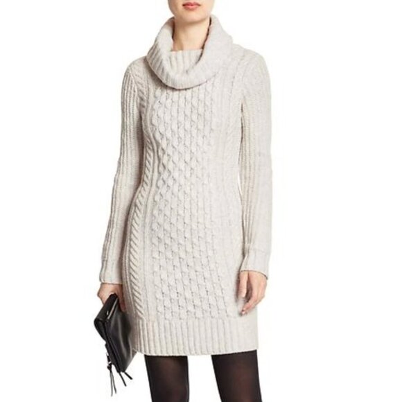 Banana Republic Dresses & Skirts - Banana Republic Cowl-Neck Cable Knit Sweater Dress in Ivory, size M